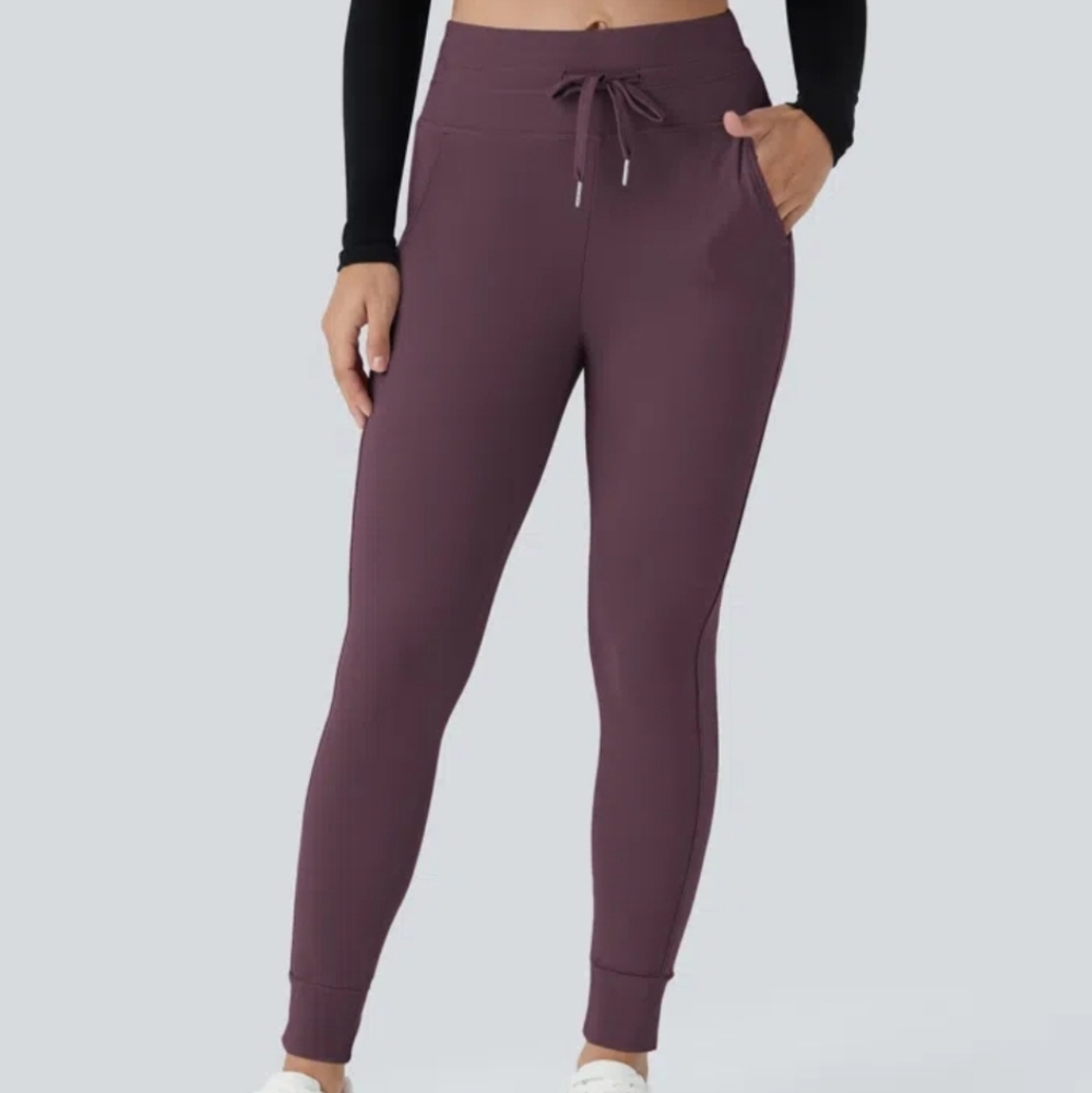 Halara SoftlyZero Plush High Waist Drawstring Pocket Full Length Joggers Purple